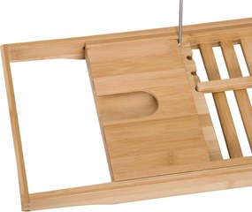 HOMCOM Półka na Wannę Bambusowa Rozsuwana Nakładka na Wannę Naturalny Kolor 70-105x21 8x5cm | Aosom PL