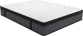 Materac 200 x 200 cm hybrydowy z 7 strefami kieszeniowymi sprężynami i żelem z pamięcią kształtu o grubości 25 cm - TOLCA od YSMÉE