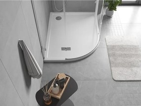 Mexen Flow brodzik półokrągły asymetryczny slim prawy 100 x 80 cm, biały połysk - 46Q108010R
