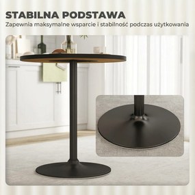 HOMCOM Okrągły Stół Jadalniany, Wykończenie Pod Dąb, Kompaktowy Design, dla 2-4 Osób, Dąb