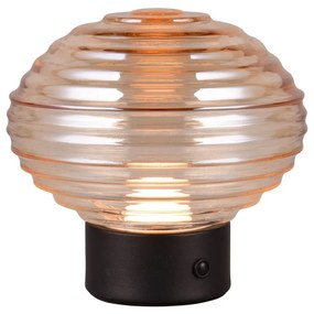 Czarno-beżowa lampa stołowa LED ze ściemniaczem i szklanym kloszem (wys. 14,5 cm) Earl – Trio