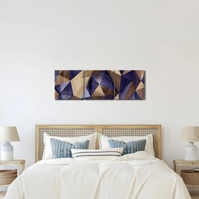 Obraz - 3D drewniane trójkąty (z zegarem) (90x30 cm)
