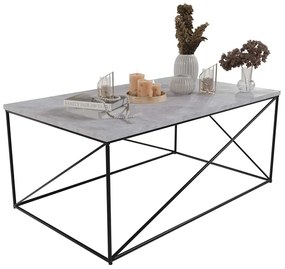 Prostokątna ława z metalowym stelażem czarny + beton W8-T09