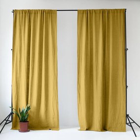 Żółta lniana zasłona 140x330 cm Lemon Curry – Linen Tales