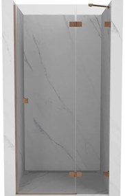 Mexen Lunar drzwi prysznicowe uchylne prawa 95 cm, transparent, miedź szczotkowana - 834-095-000-65-00-P