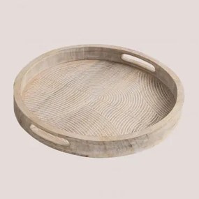 Okrągła Taca Dekoracyjna Ø38 Cm Z Drewna Mango Diborna Vintage White Wood - Sklum