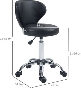 HOMCOM Salonowy taboret w wyglądzie skóry, regulowany na wysokość, do 120 kg, stalowa konstrukcja, Czarny