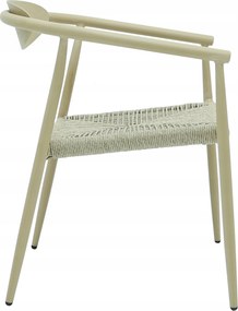 Krzesło Ogrodowe Beżowe 56x61x74,5 cm Plecione Naturalne Sznurki Nowoczesne