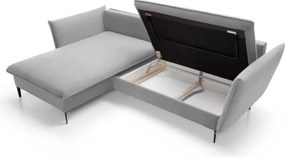 Narożnik GLOSS Lewostronny z funkcją spania, zestaw z poduszkami wolnostojący tkanina RIVIERA 81 Niebieski WERSAL