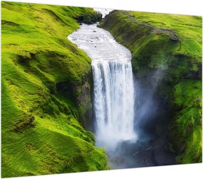 Obraz na szkle - Wodospad Skogafoss (70x50 cm)
