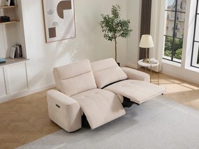 Kanapa 3-osobowa z elektryczną funkcją relaksu z beżowej tkaniny szenilowejSCAMOCO