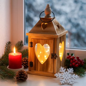 Zestaw drewnianych latarni  Serca, 2 szt.