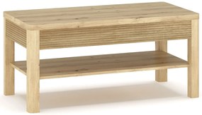 Prostokątna ryflowana ława z półką dąb artisan P2-H93