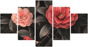 Obraz - Czerwone kwiaty na ciemnym tle (125x70 cm)