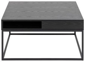 Czarny stolik z blatem w dekorze jesionu 80x80 cm Willford – Actona