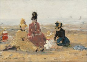 Obraz na szkle - Eugène Boudin, On the Beach, Trouville, reprodukcje (70x50 cm)