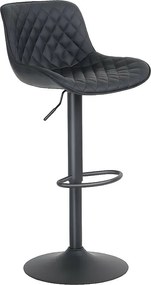 Krzesło barowe z regulacją wysokości - skóra ekologiczna i metal - czarny - KONSTANTINE