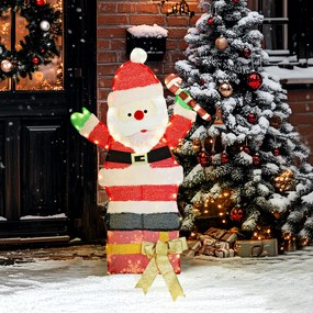 Outsunny Mikołaj LED 93 cm z 97 ciepłymi LED — stalowy stelaż, do wnętrz i na zewnątrz