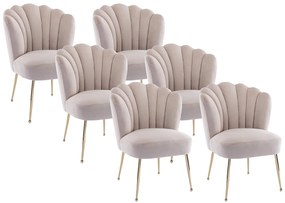 Zestaw 6 krzeseł z weluru i pozłacanej stali - Beżowy - RUTY marki Pascal Morabito