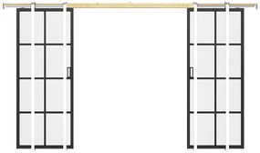 Drzwi przesuwne podwójne chowane w ścianie z aluminium i szkła hartowanego - 2 x wys. 205 x szer. 83 cm - WILDEN II