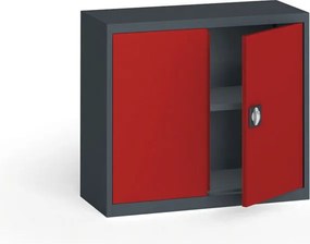 Szafa metalowa, 800 x 950 x 400 mm, 1 półka, grafitowy/czerwona
