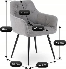Krzesło Tapicerowane do Salonu MODESTO Szare Nowoczesne Loft
