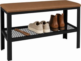 Siedzisko z metalowym stelażem w stylu loft czarny + ciemny beż F0-T47