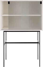 Szarobeżowa witryna z drzwiami przesuwnymi 70x109x40 cm Lekko – noo.ma