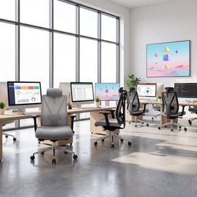 Fotel biurowy ergonomiczny szary z siatką VECTOR