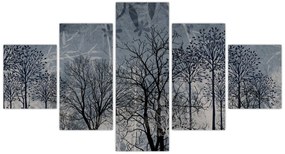 Obraz - Sylwetki drzew z liśćmi (125x70 cm)