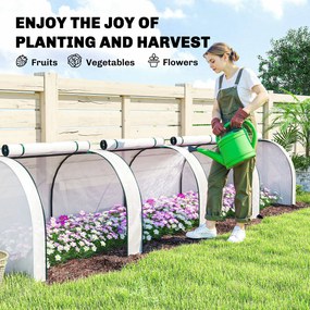 Outsunny Szklarnia, zimowa szklarnia foliowa z drzwiami na zamek błyskawiczny 395 x 100 x 80 cm, biały | Aosom PL