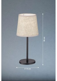 Czarno-beżowa lampa stołowa z tekstylnym kloszem (wysokość 30 cm) Eve – Fischer &amp; Honsel