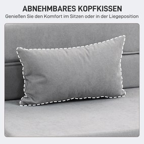 HOMCOM Sofa na podłogę, tapicerowana soffa, przekształcana w materac, pianka, poduszka, jasnoszary