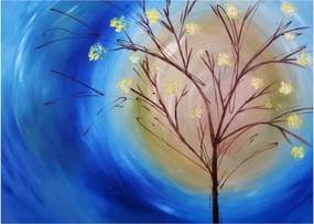 Obraz na szkle - Drzewo zakrywające słońce (70x50 cm)