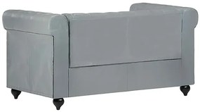 Skórzana 2-osobowa szara sofa w stylu Chesterfield - Clementine 2Q