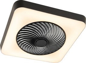 Inteligentny wentylator sufitowy kwadratowy czarny z diodą LED z możliwością ściemniania - Climo
