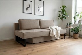 Sofa z funkcją spania i pojemnikiem NOMI, tkanina Faro, Ciemnobeżowy