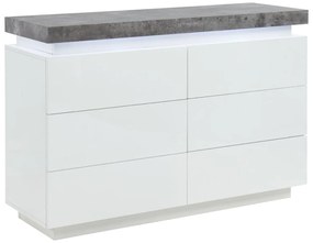 Komoda HALO II – 6 szuflad – lakierowany MDF – z oświetleniem LED – kolor: biały i szary.