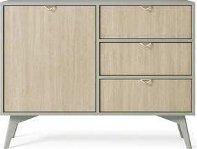 Komoda: Eukaliptus / Scandi Chevrons, Drewniane Nogi, 106 x 80 x 38 cm