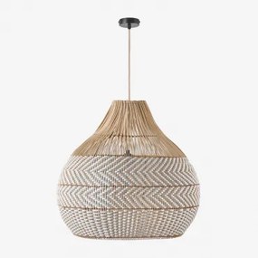 Lampa Sufitowa Wisząca Na Zewnątrz Z Plecionego Rattanu Llaury Miel - Czarna & Ø70 Cm - ↑70 Cm Llaury - Sklum