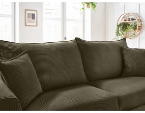 Zielonobrązowa sztruksowa rozkładana sofa 225 cm Augustin – Bobochic Paris