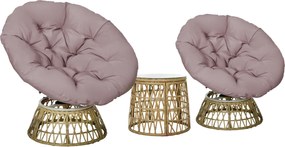 Outsunny Zestaw Bistro Balkonowy Naturalny+Jasnobrązowy | Aosom PL