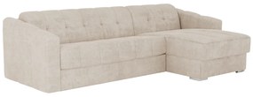 Kanapa narożna dwustronna rozkładana typu express z beżową teksturowaną tapicerką - Miejsce do spania 140 cm - Materac 22 cm - DARIELO