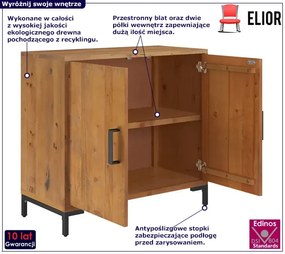 Brązowa drewniana komoda z drewna recyklingowego - Melody