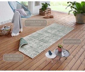 Zielono-kremowy chodnik odpowiedni na zewnątrz NORTHRUGS Biri, 80x350 cm
