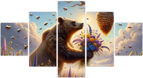 Obraz - Niedźwiedź i pszczoły (125x70 cm)