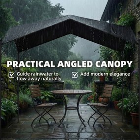 Outsunny Pergola Altana 3x3m Wodoodporna Stabilna Zimoodporna Ochrona Przed Słońcem ze Skośnym Dachem Wzmocnienia Trójkątne | Aosom PL