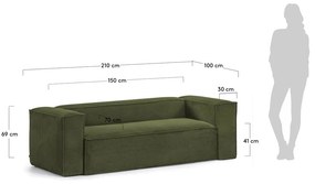 Ciemnozielona sztruksowa sofa Kave Home Blok