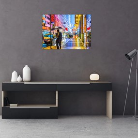 Obraz na szkle - Miasto w neonowym blasku (70x50 cm)