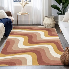 Żółto-szaroróżowy dywan odpowiedni do prania 60x100 cm Creamy Strawberry Swirl – Mila Home